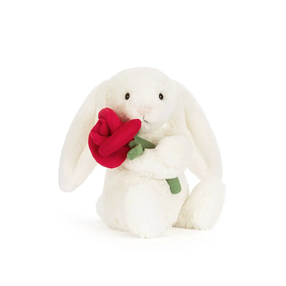Jellycat Bunny Cream Pluche met Roos
