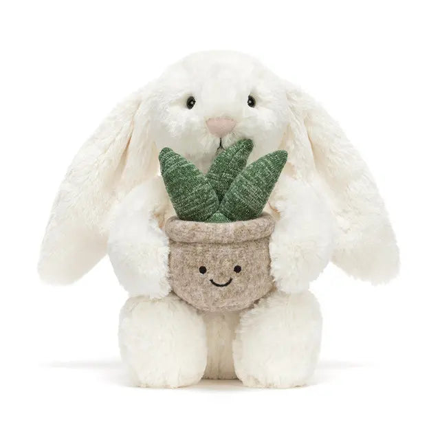 Pluche Crème Konijn met Plant