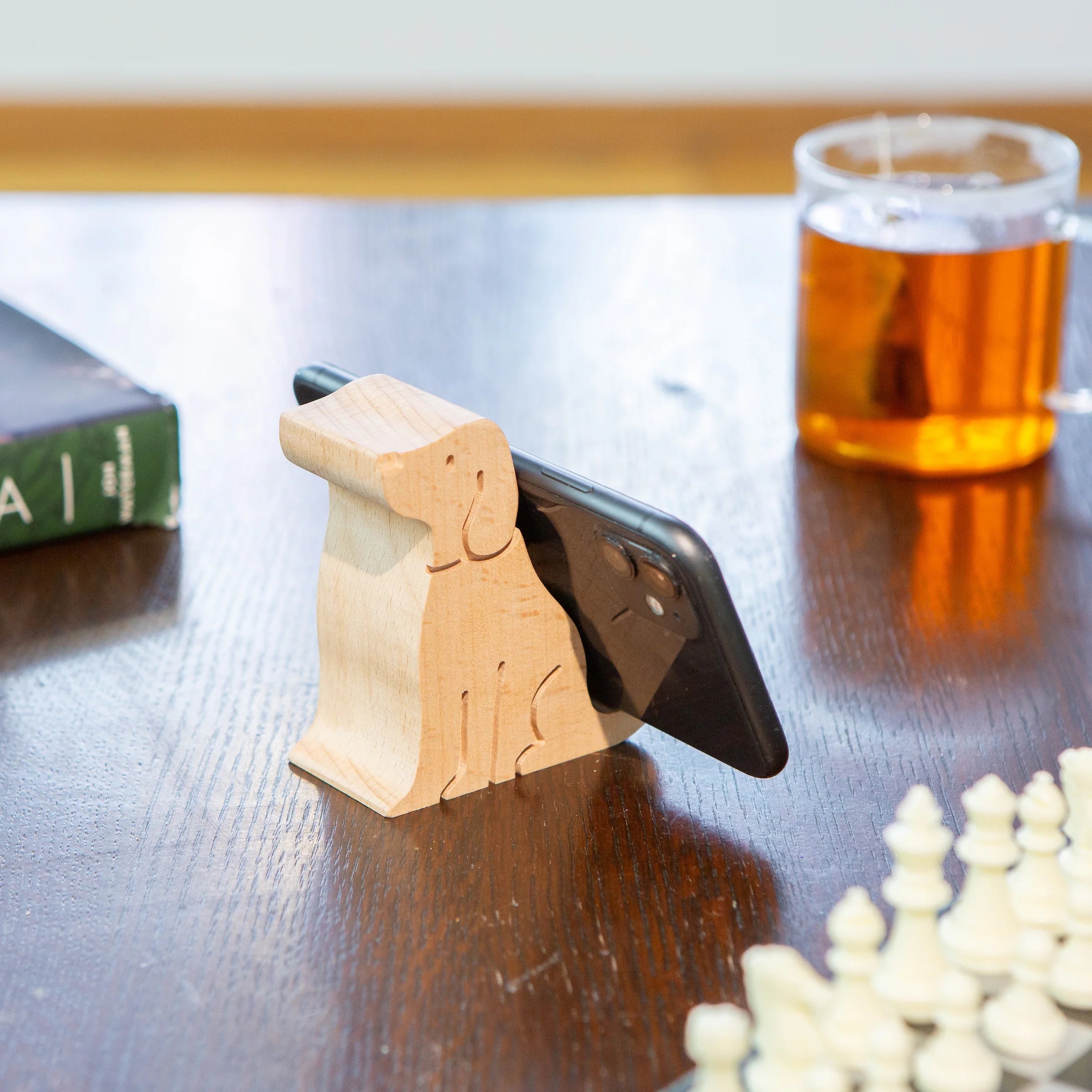 Wooden Phone Stand - Dog