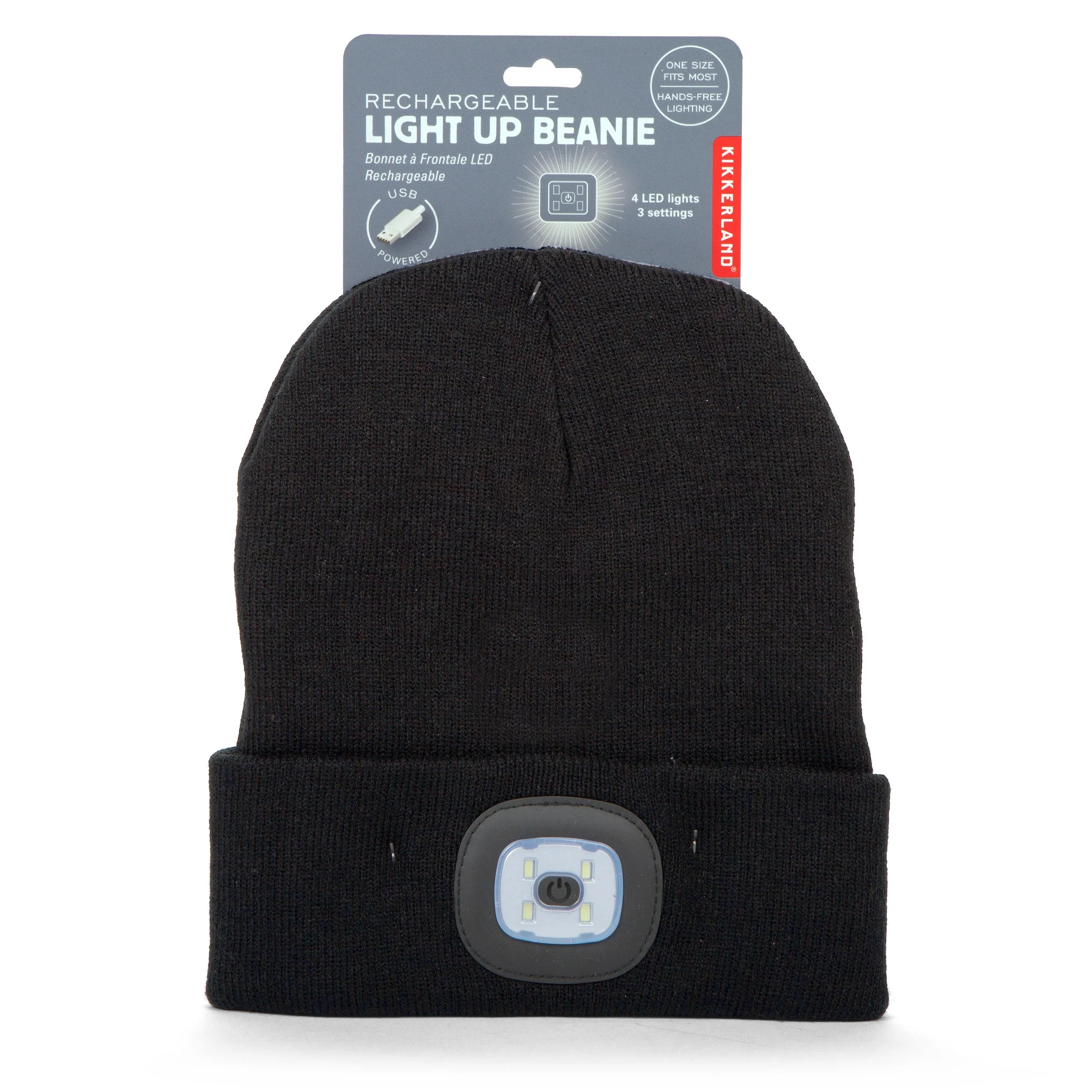 Bonnet LED Lumineux Rechargeable USB – 4 LED Mains Libres – Tricot Polaire Doublé Chaud Hiver – Cadeau Homme Femme Course Rando
