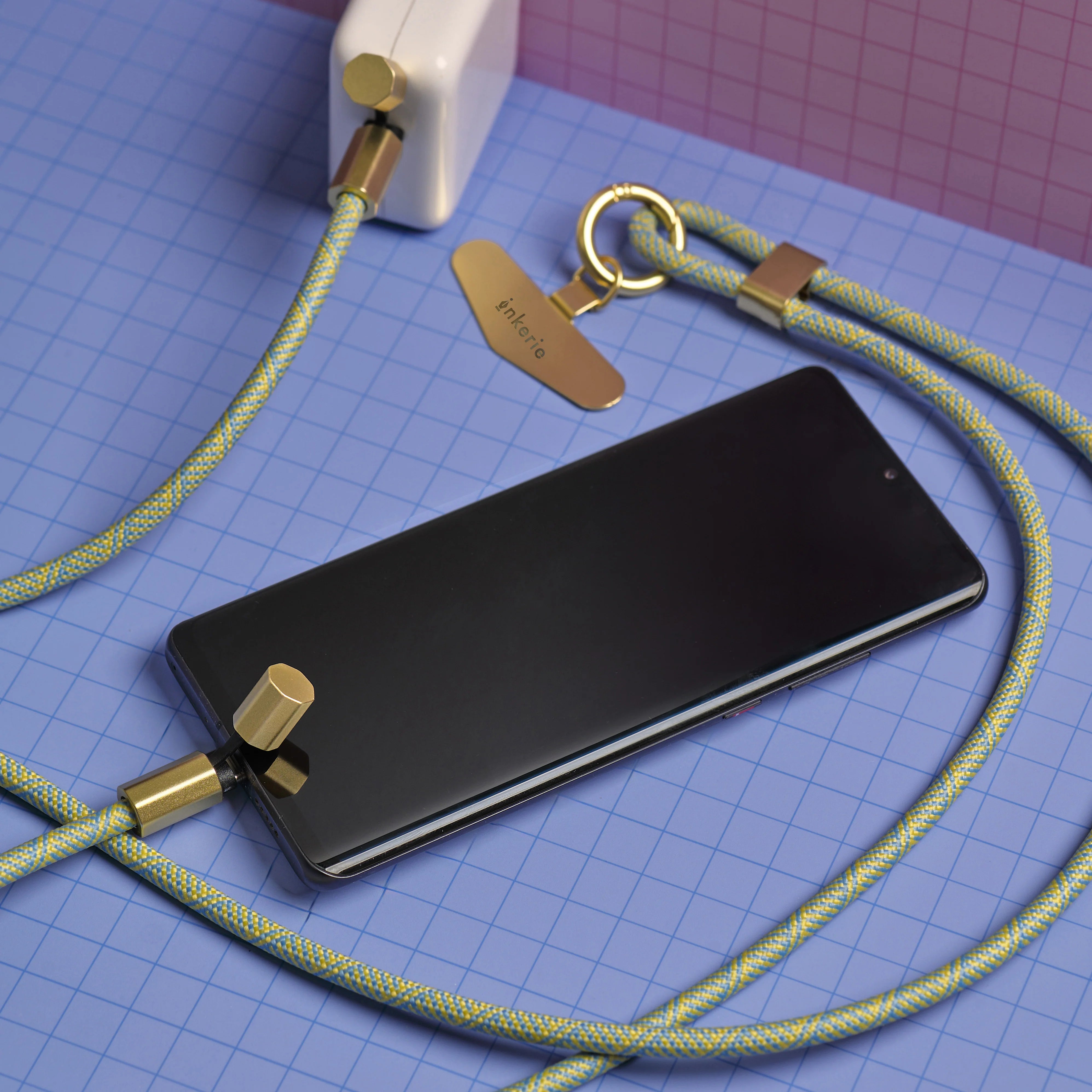 Charge and Carry Cell Phone Lanyard - Blue