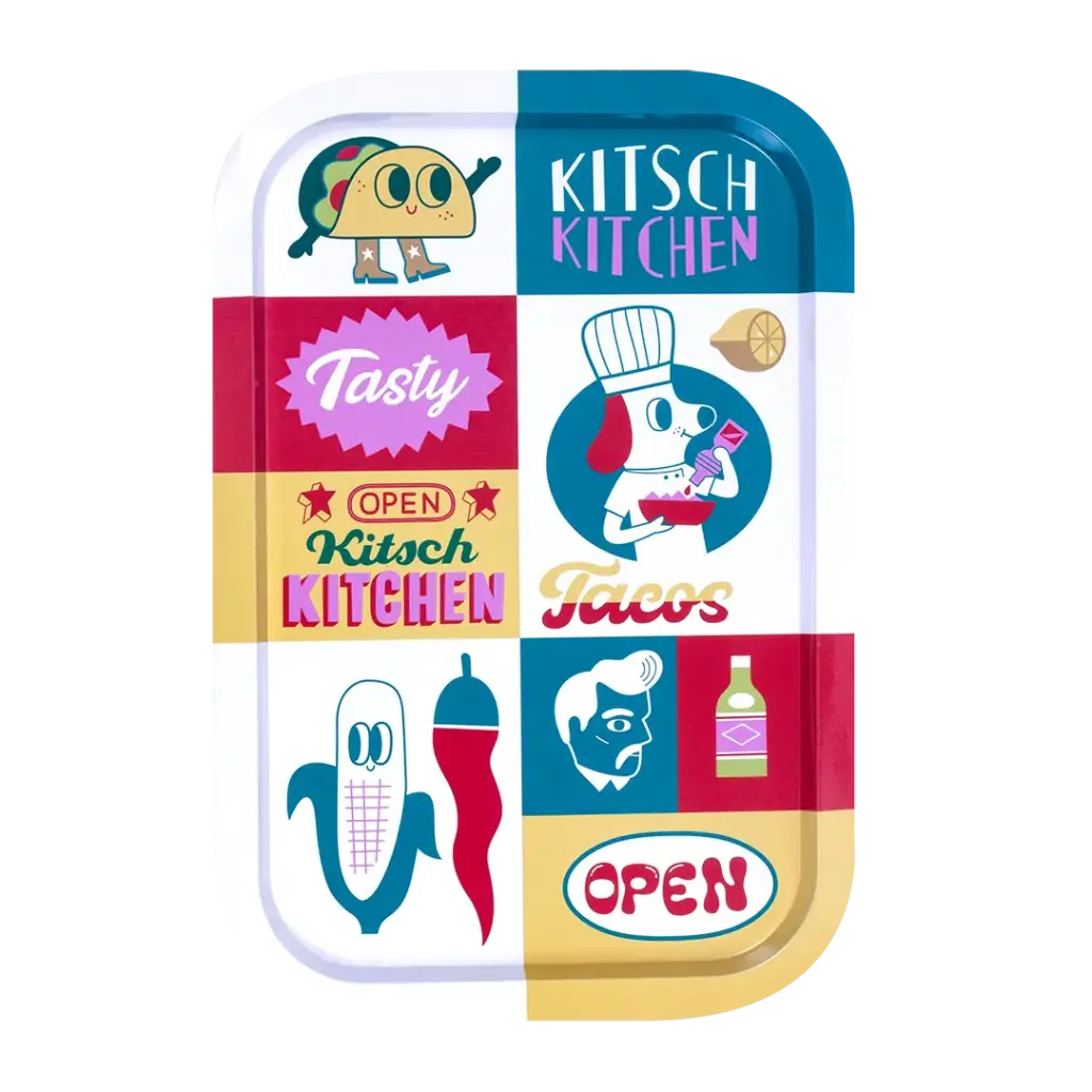 Plat rectangulaire en émail El Restaurante - Tasty taco