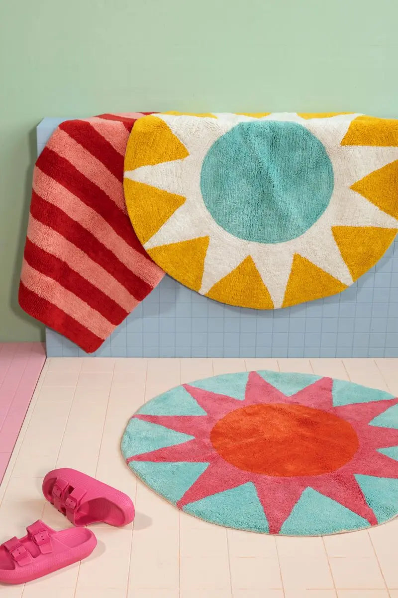 Tapis de bain Rond Soleil Bleu 75 cm