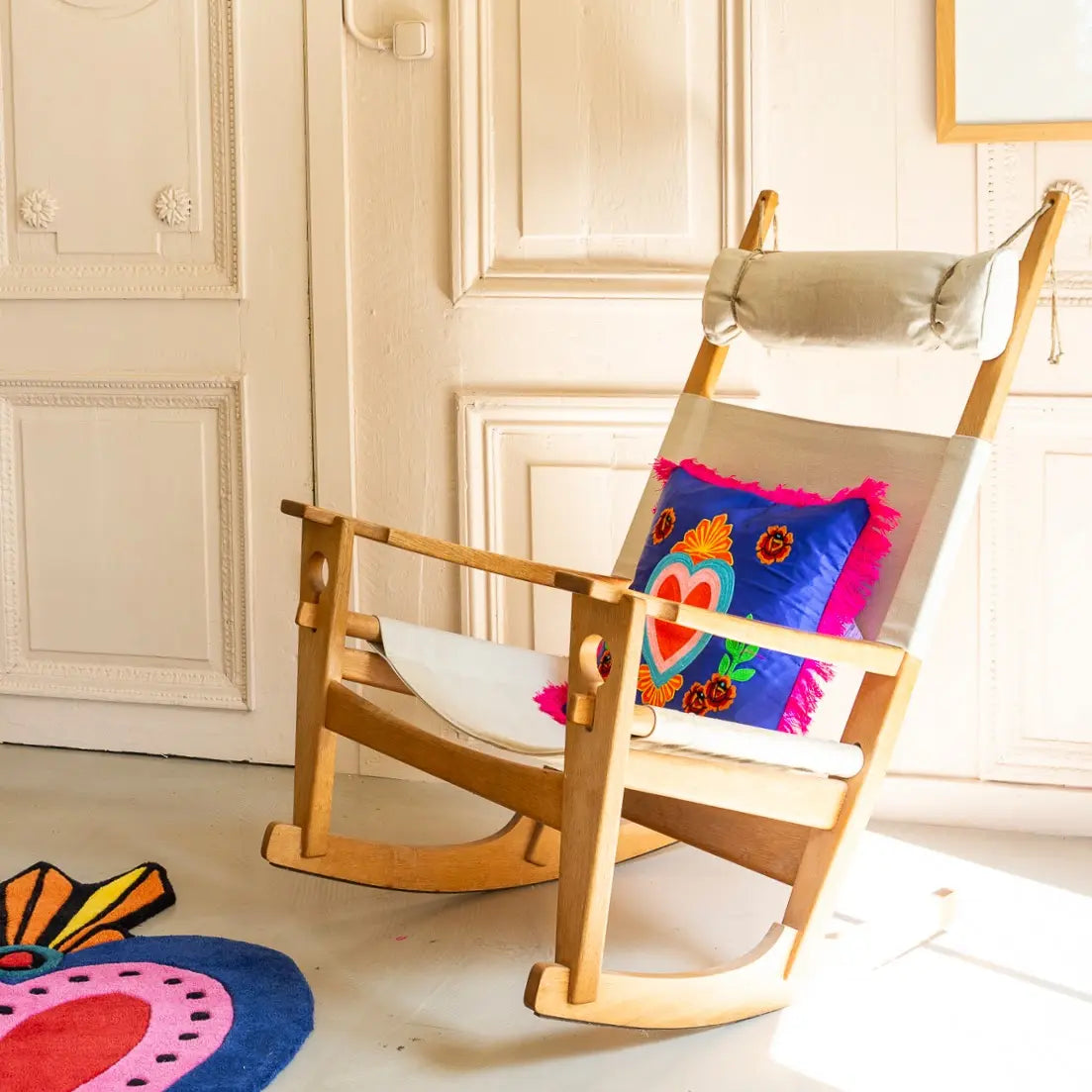 Coussin Milagro Cœur Bleu foncé à franges