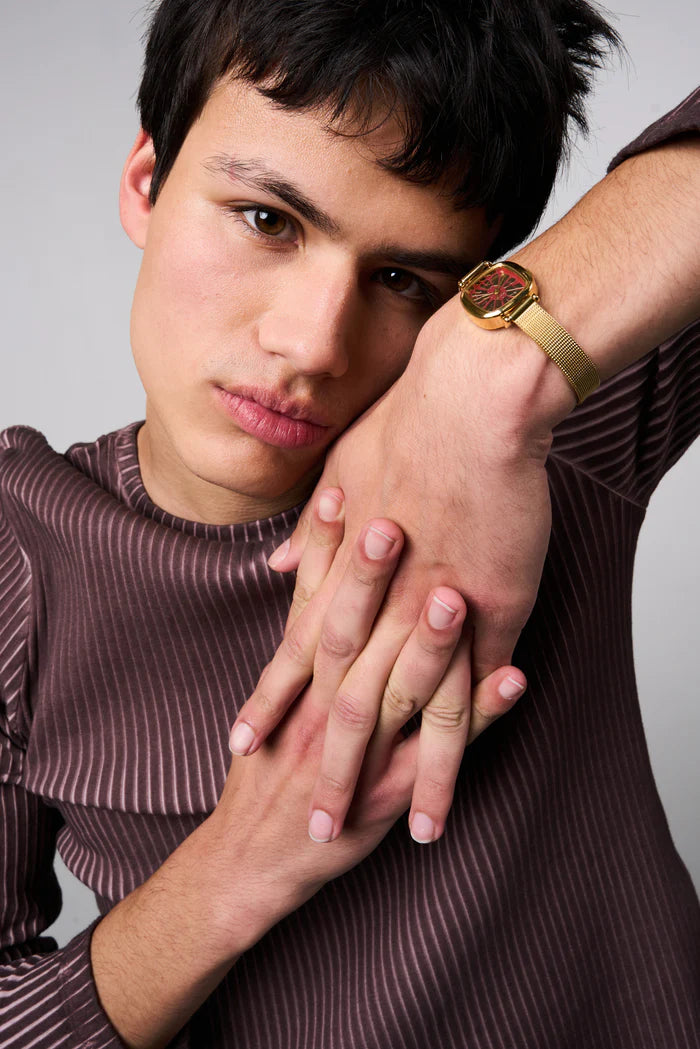 Montre Moneypenny Flower Royale Gold Bordeaux