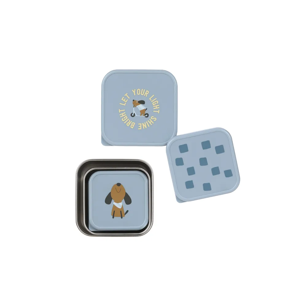 Set of 3 small stainless steel snack boxes Pattern Party