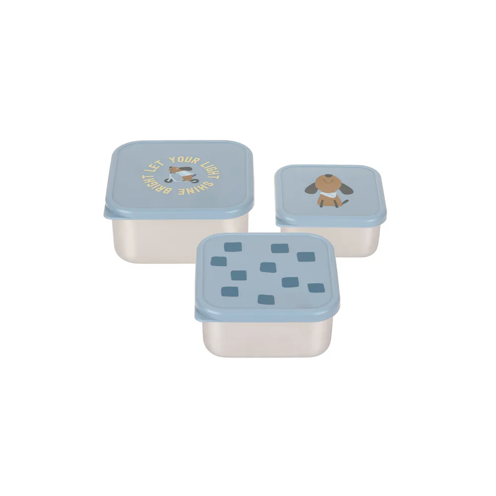 Set of 3 small stainless steel snack boxes Pattern Party