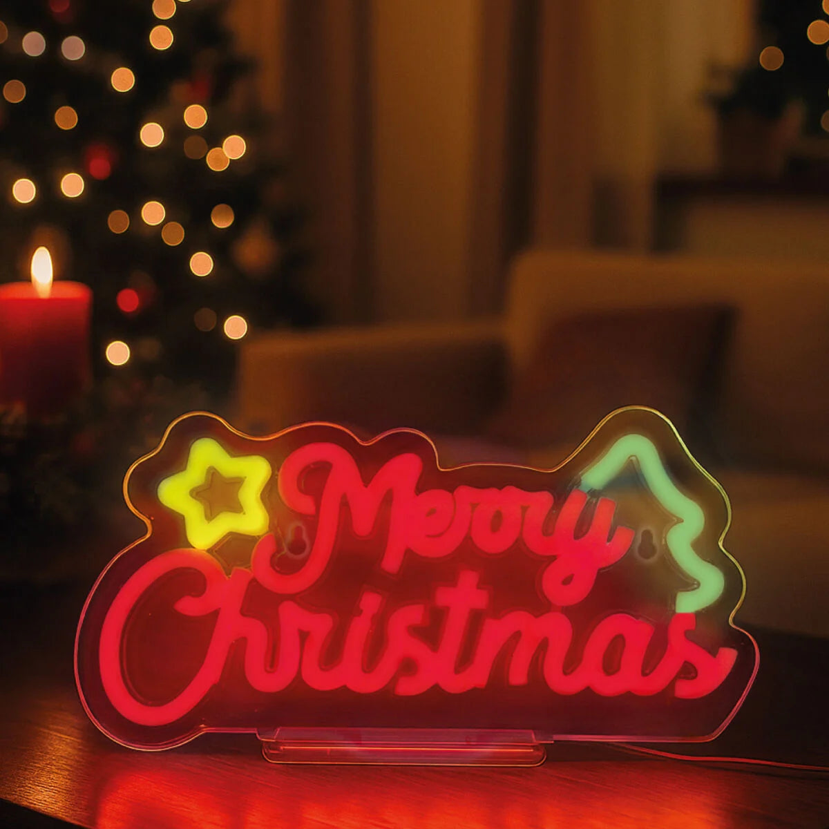 Neon Effect LED Light-Up Sign - Merry Xmas - It's a Sign