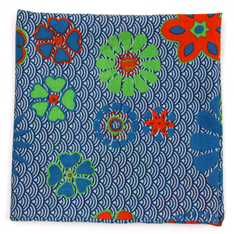 Seigaiha Orange Cotton Square