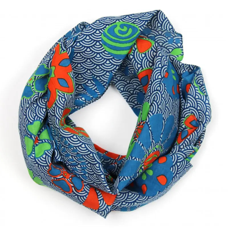 Seigaiha Orange Cotton Square