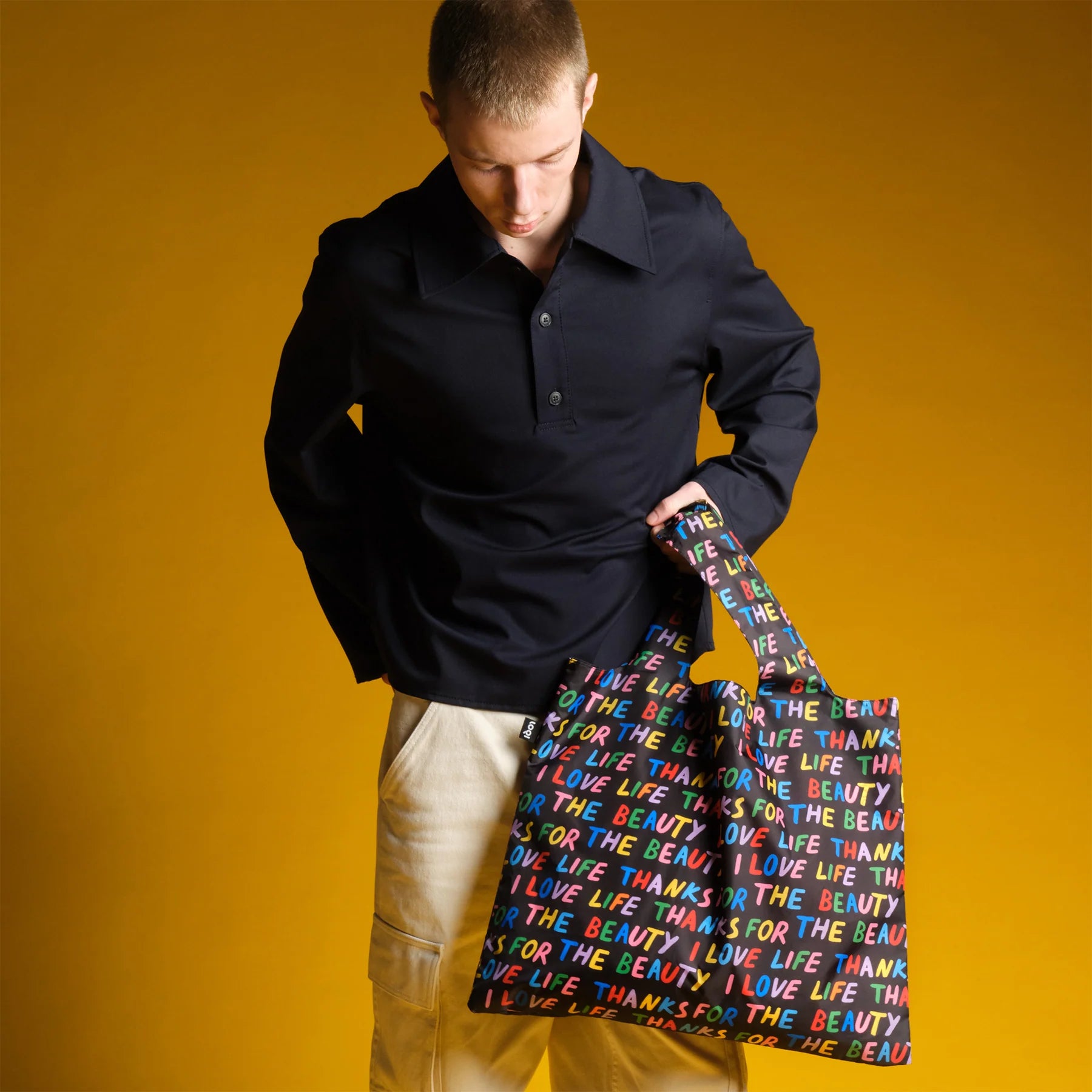 Tote Bag Recyclé - Love Life noir