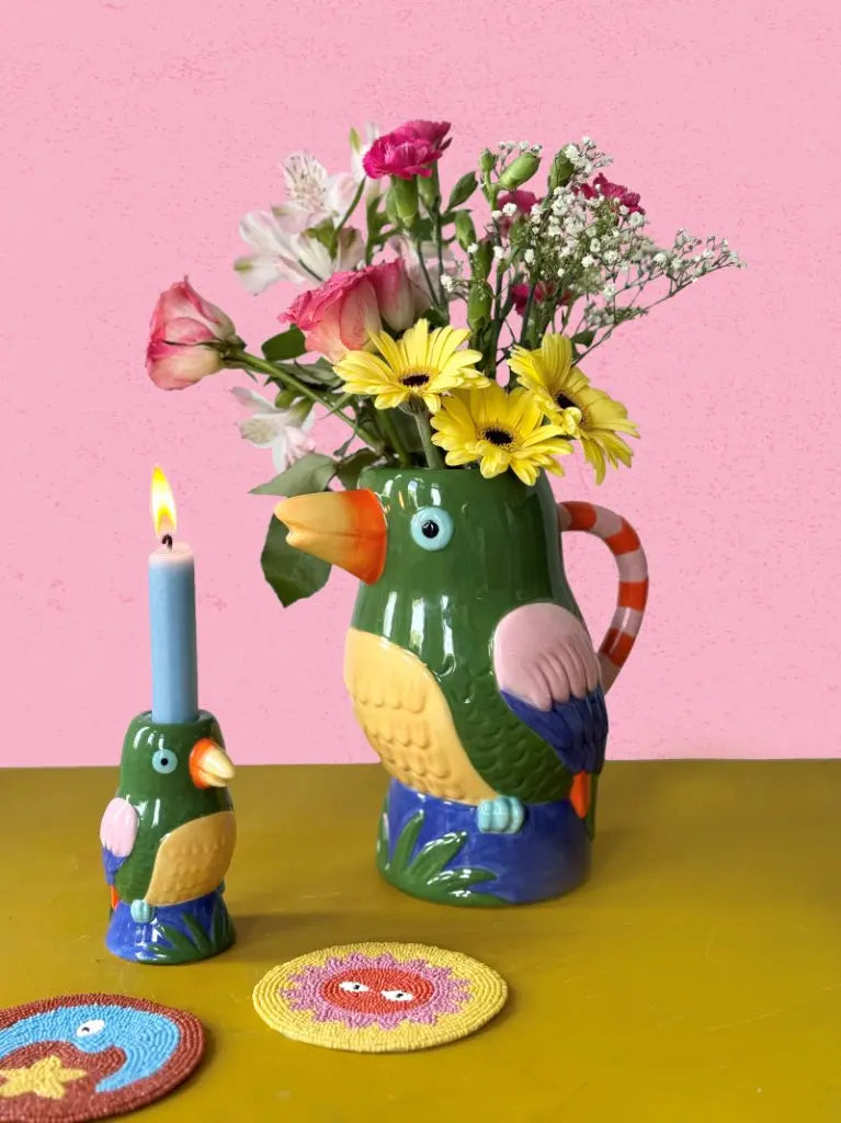 Loteria El Cotorro Pillar Bird Candle Holder