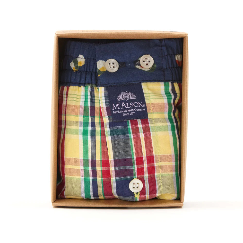 M5223 Boxer Shorts - Red, Yellow and Navy Checks