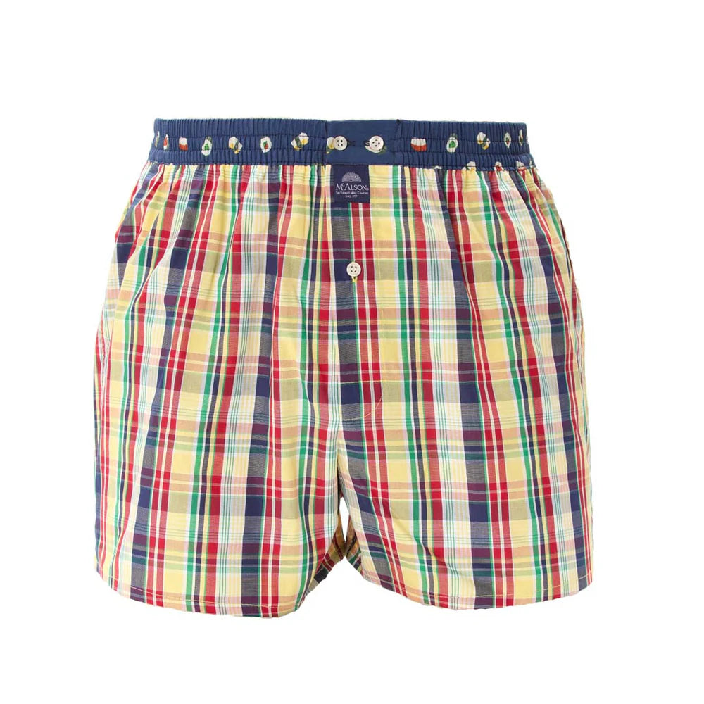 M5223 Boxer Shorts - Red, Yellow and Navy Checks