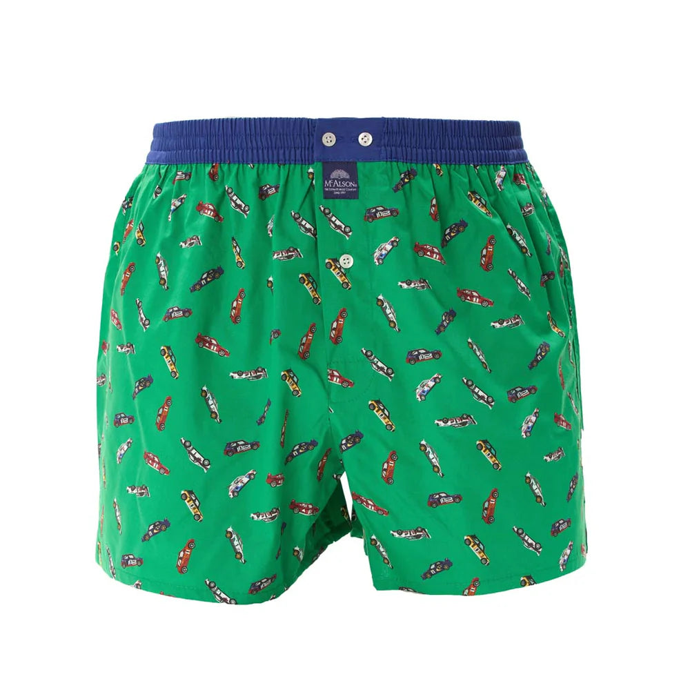 M5253 Boxer Shorts - Green Racing Car