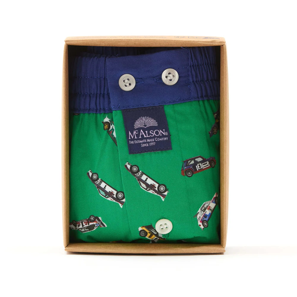 M5253 Boxer Shorts - Green Racing Car