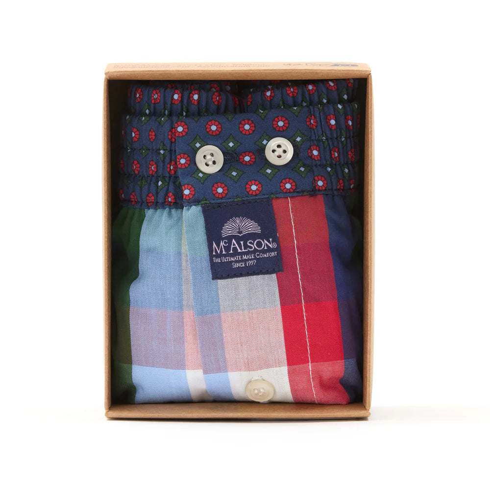 M5227 Boxer Shorts - Blue, Red and Green Gingham