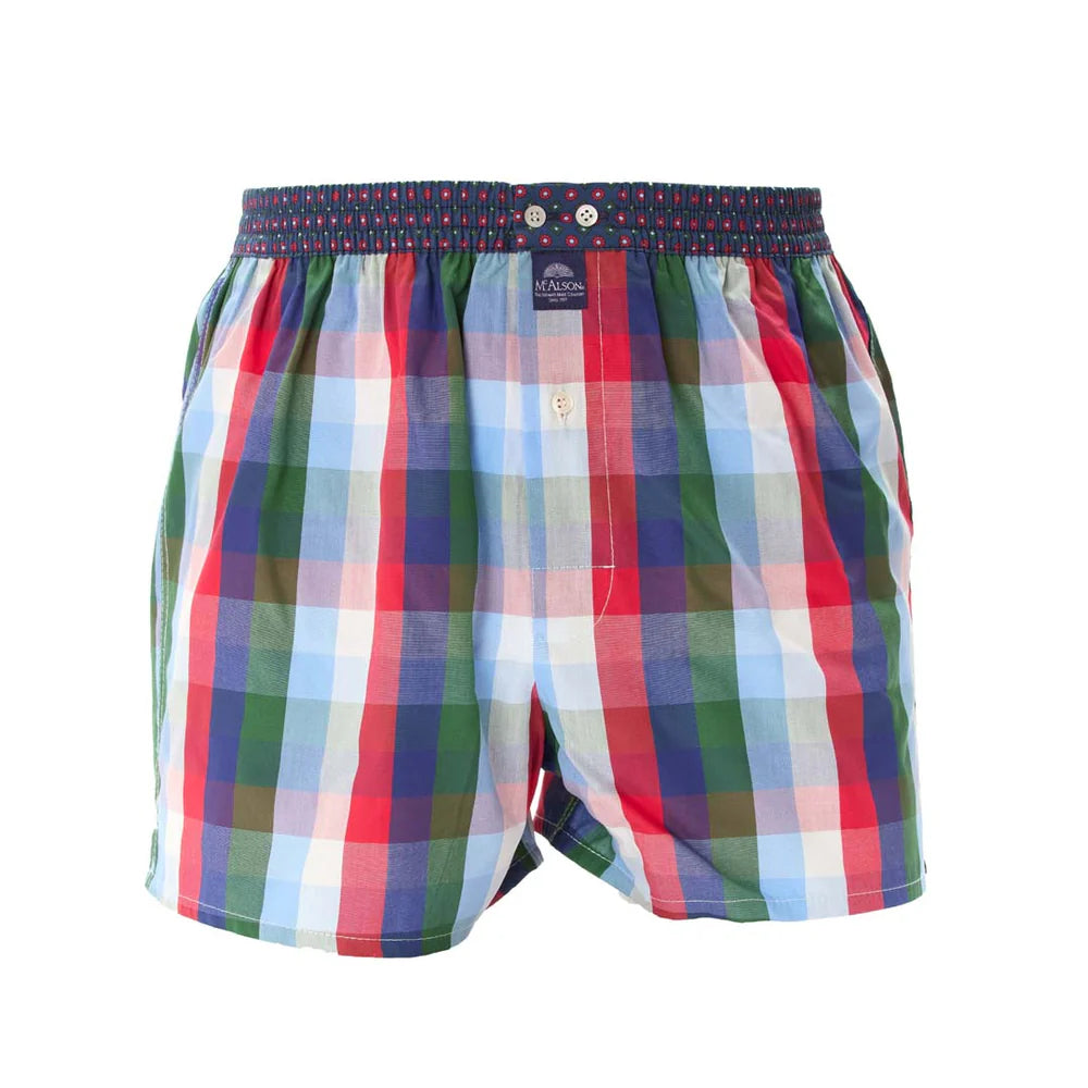M5227 Boxer Shorts - Blue, Red and Green Gingham