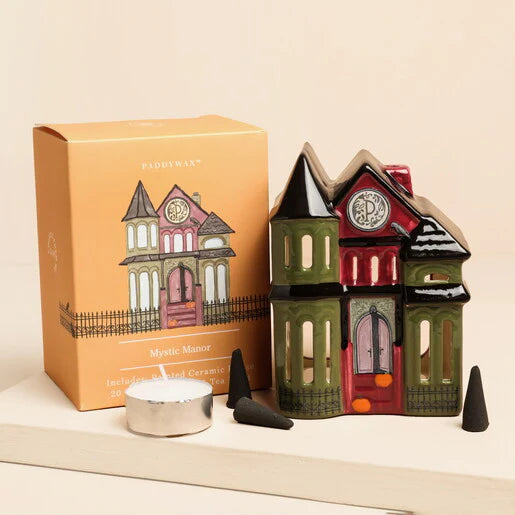 Porte-encens et Photophore - Mystic Manor (1 bougie chauffe-plat et 20 cônes d'encens inclus)