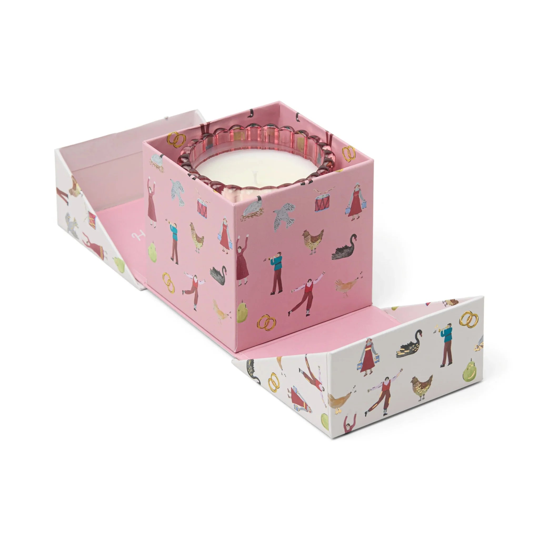 Kerst geribbelde glazen kaars 4,5 oz/127 g - Roze - Roze Mint