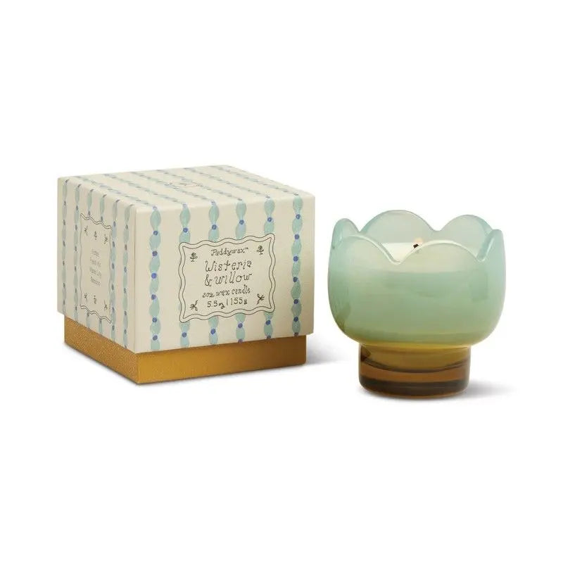 Bougie parfumée Tulip Bleue et ocre - Glycine et Saule
