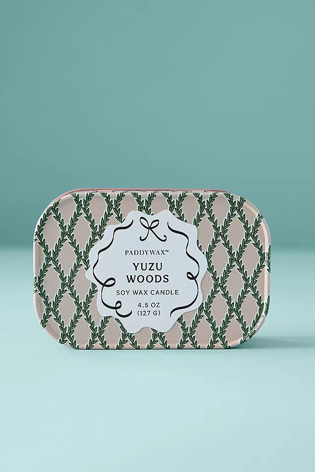 Cherie Tin Candle - Roze en Groen - Yuzu Woods - 127gr