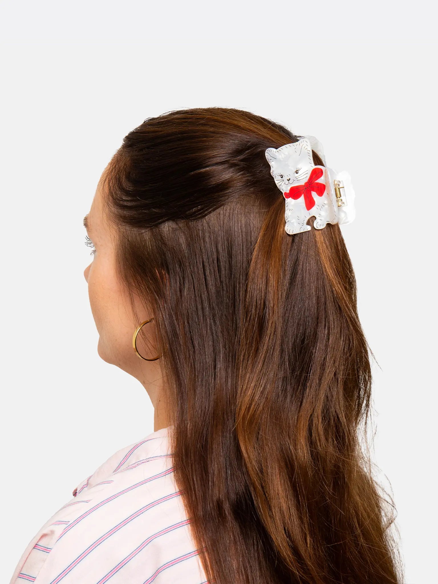 Hair clip - White cat