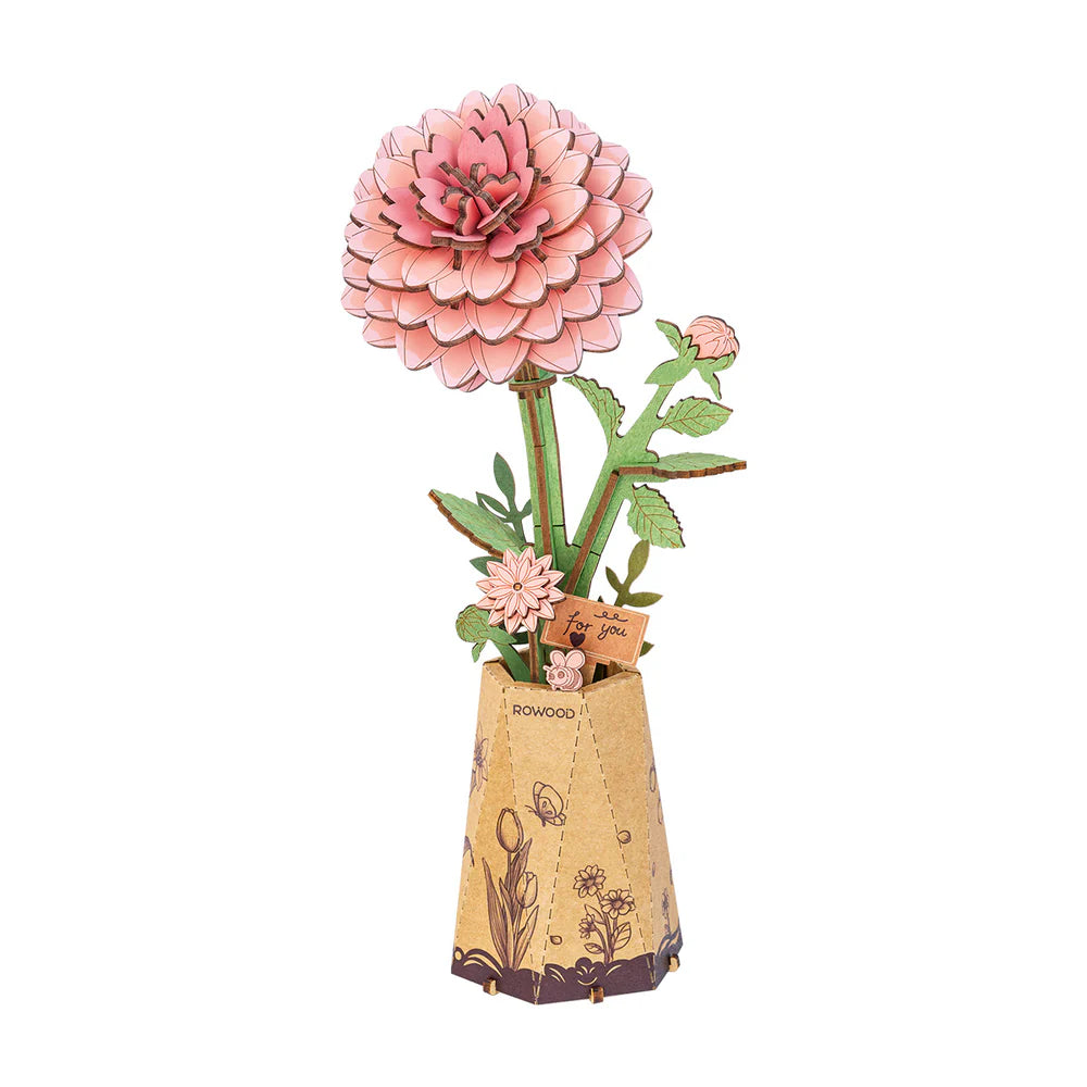 3D Bloemen Puzzel - Roze Dahlia - leeftijd 8+