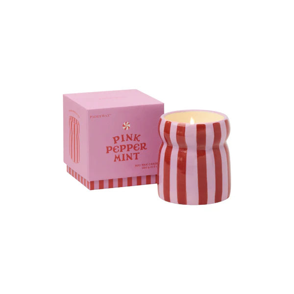 Bougie Cabana - Rouge Rose ligné - Pink Peppermint 184gr