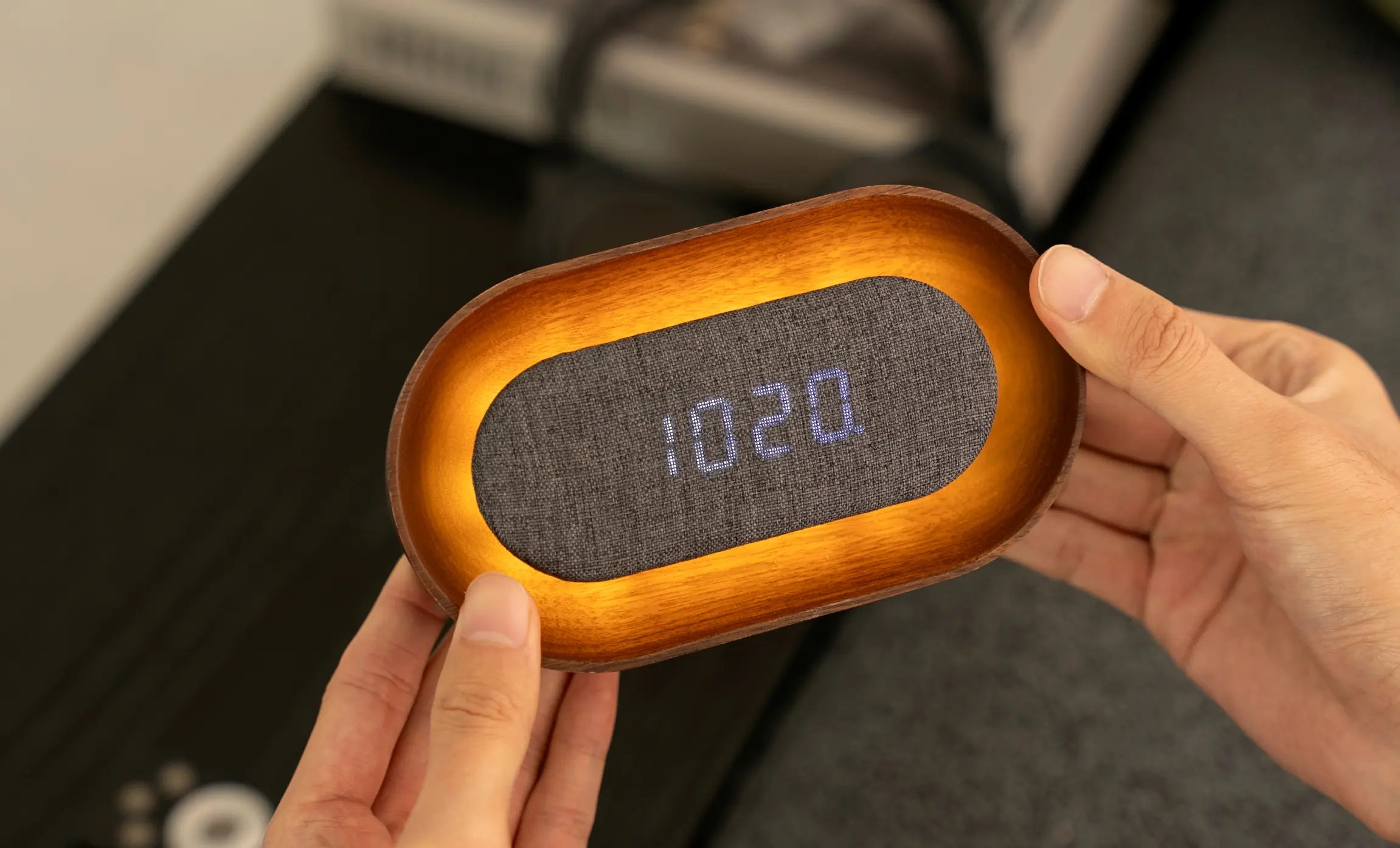 Lumos Oval Walnut Alarm Clock