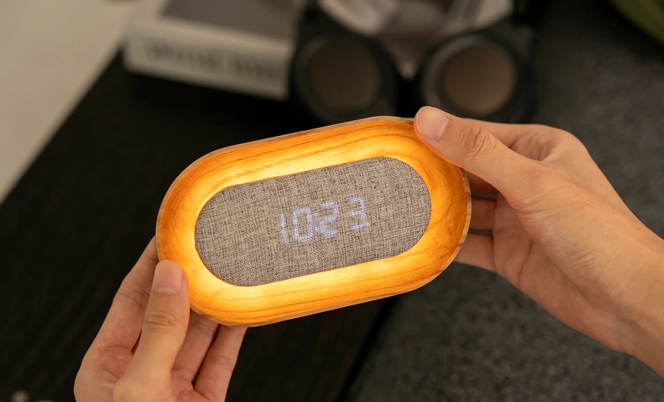 Lumos Oval White Ash Alarm Clock