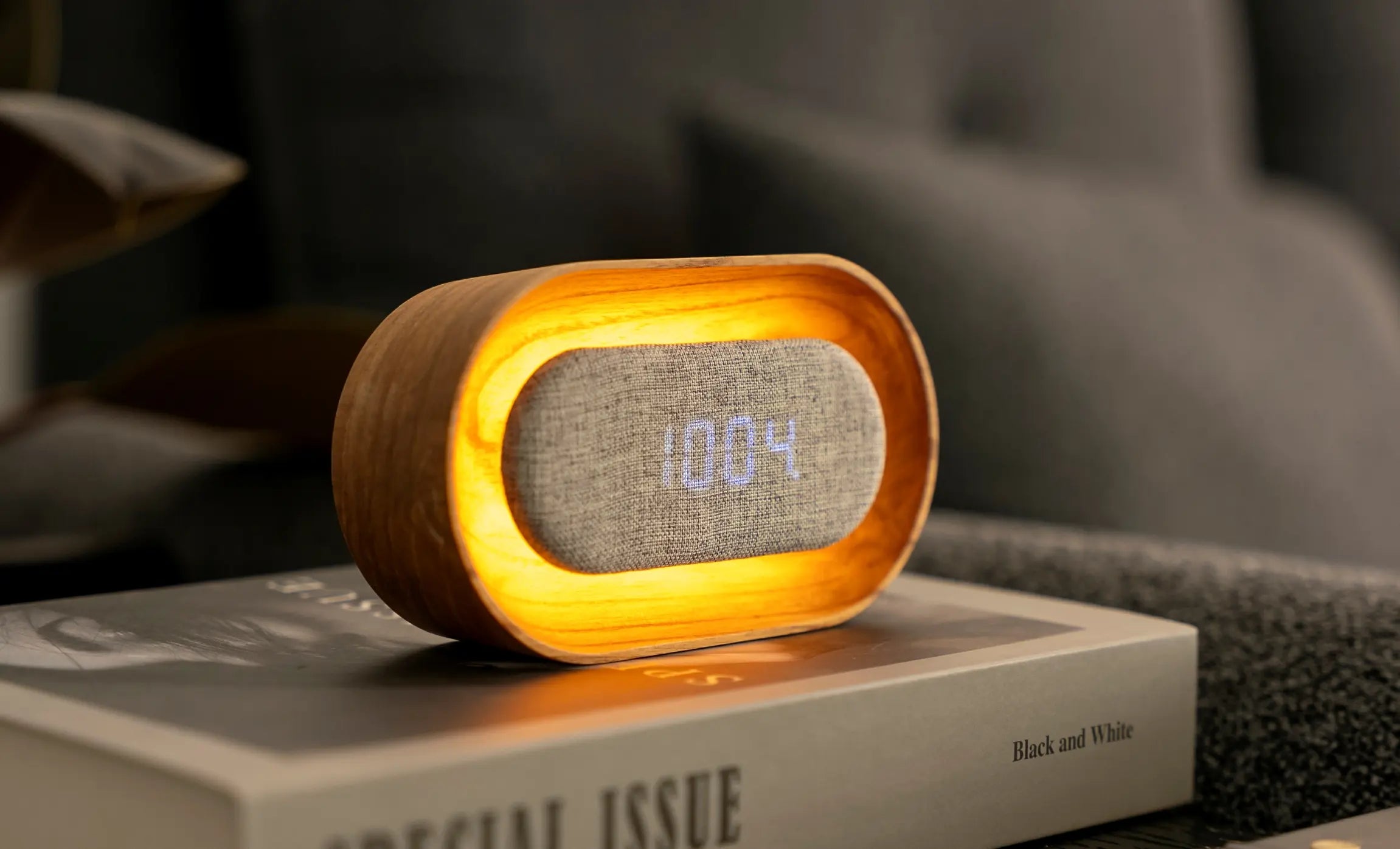 Lumos Oval White Ash Alarm Clock