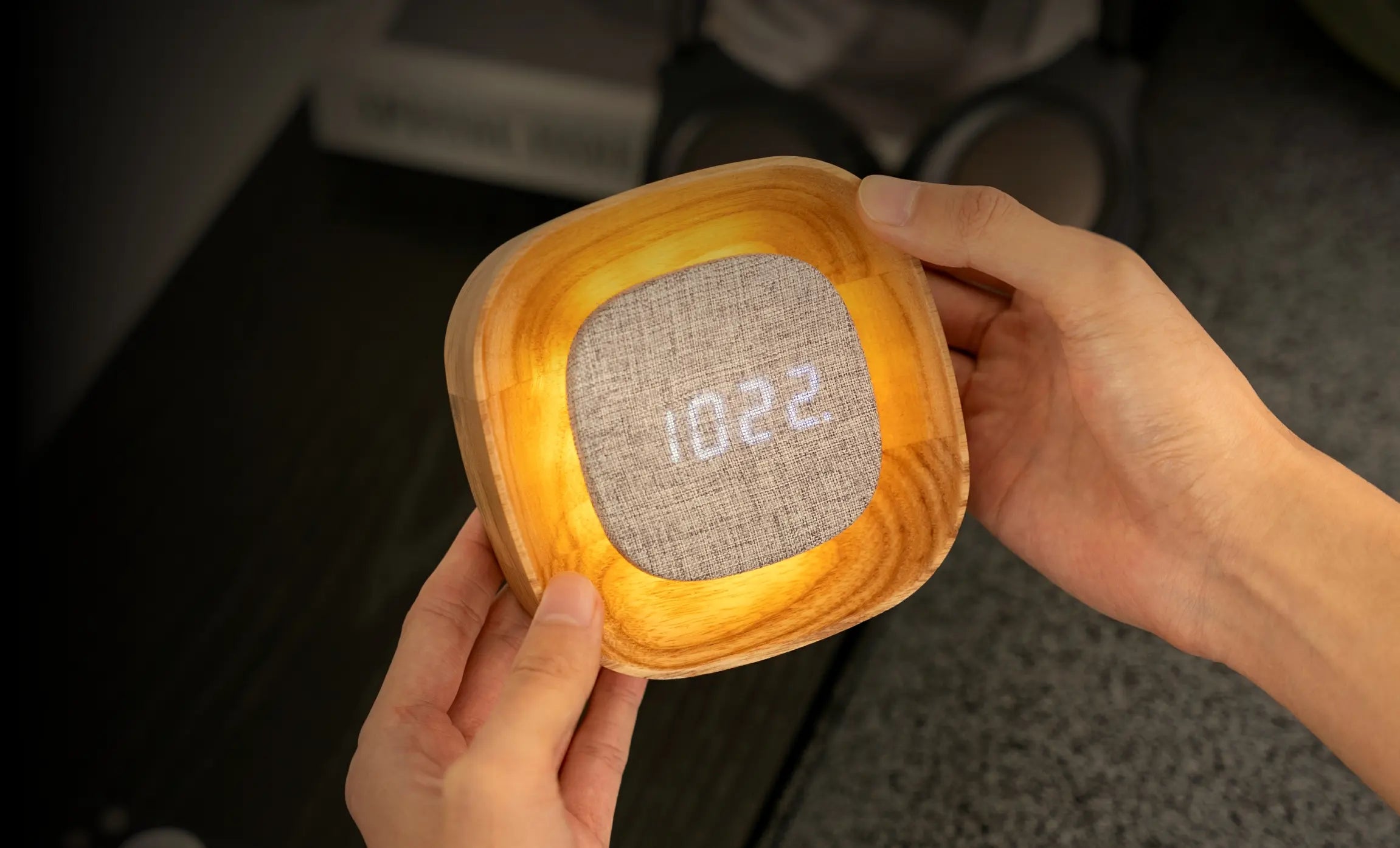 Lumos Square Alarm Clock White Ash