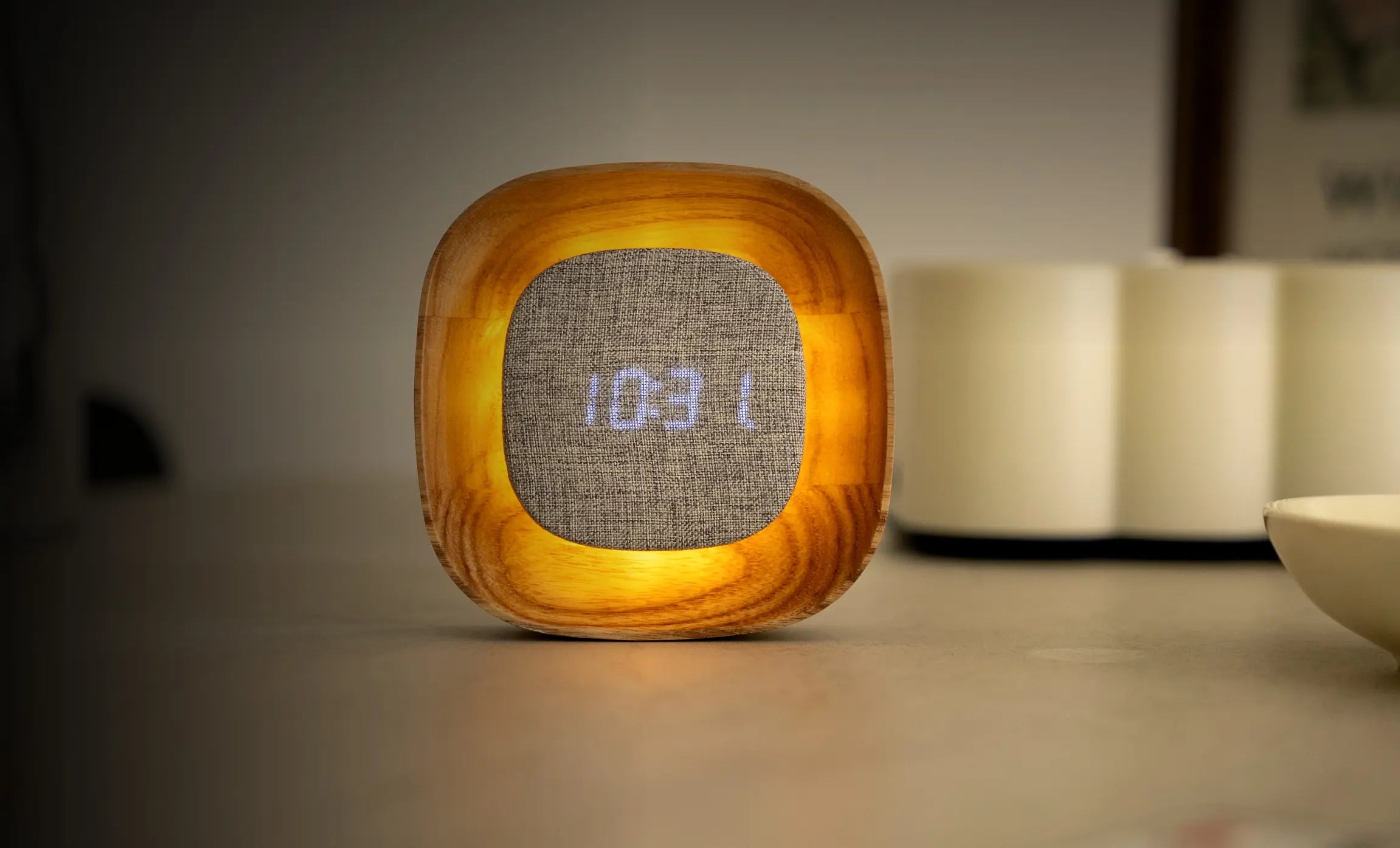 Lumos Square Alarm Clock White Ash