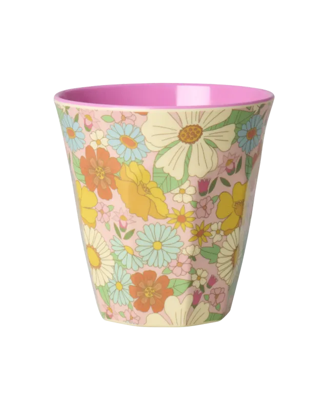 Gobelet en Mélamine M - Flower (intérieur fushia)