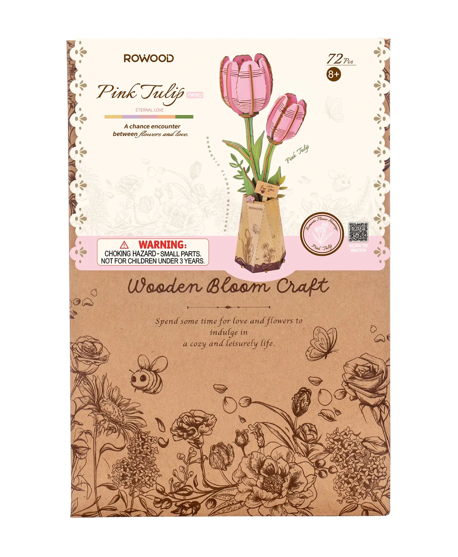 Puzzle 3D Fleurs - Tulipe rose - âge 8+