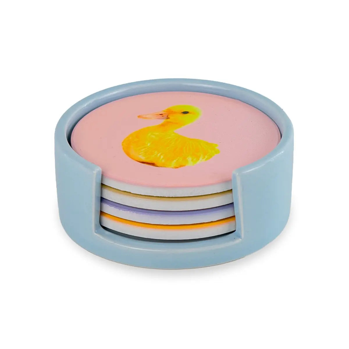 Set van 4 onderzetters: Basilicum, Framboos, Citroen en Banaan