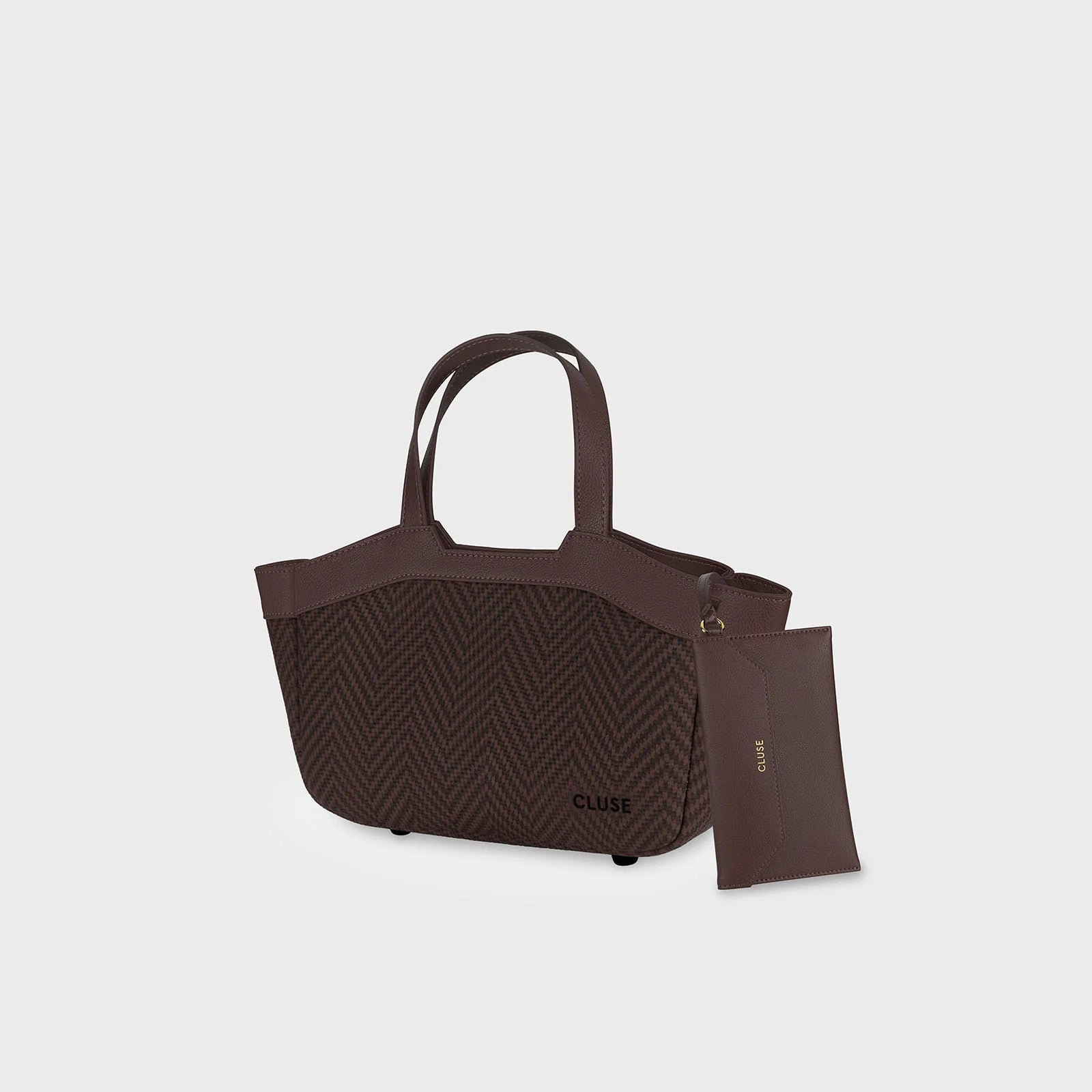 Tote Bag Mini, Textured Full Dark Brown Colour