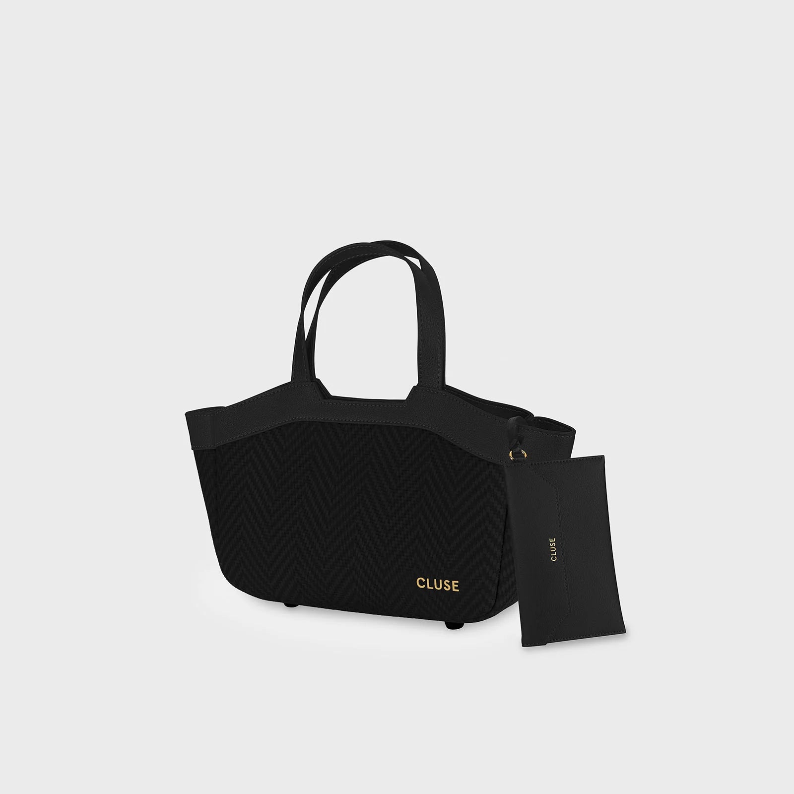 Tote Bag Mini, Textured Full Black Colour