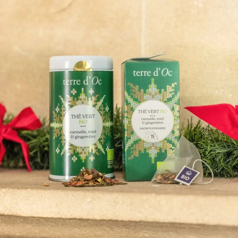 Thé vert bio de Noël - Cannelle miel & gingembre
