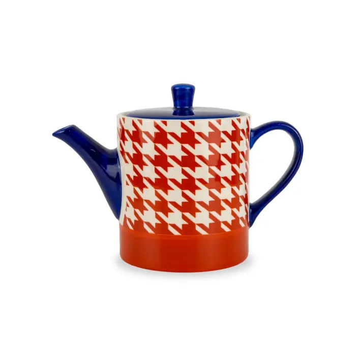 Blue and Red Stoneware Teapot - 850 ml