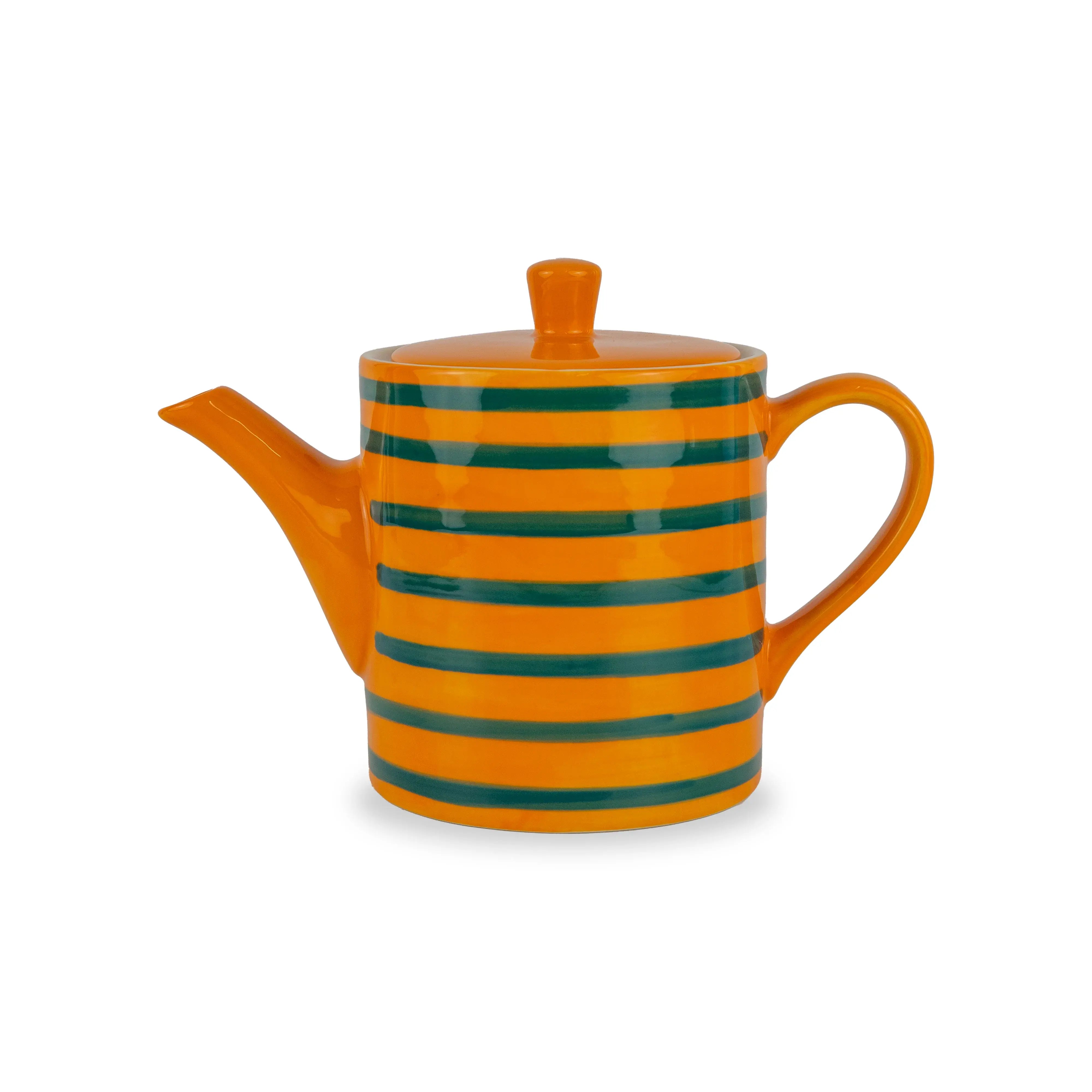 Orange and Green Stoneware Teapot - 850 ml