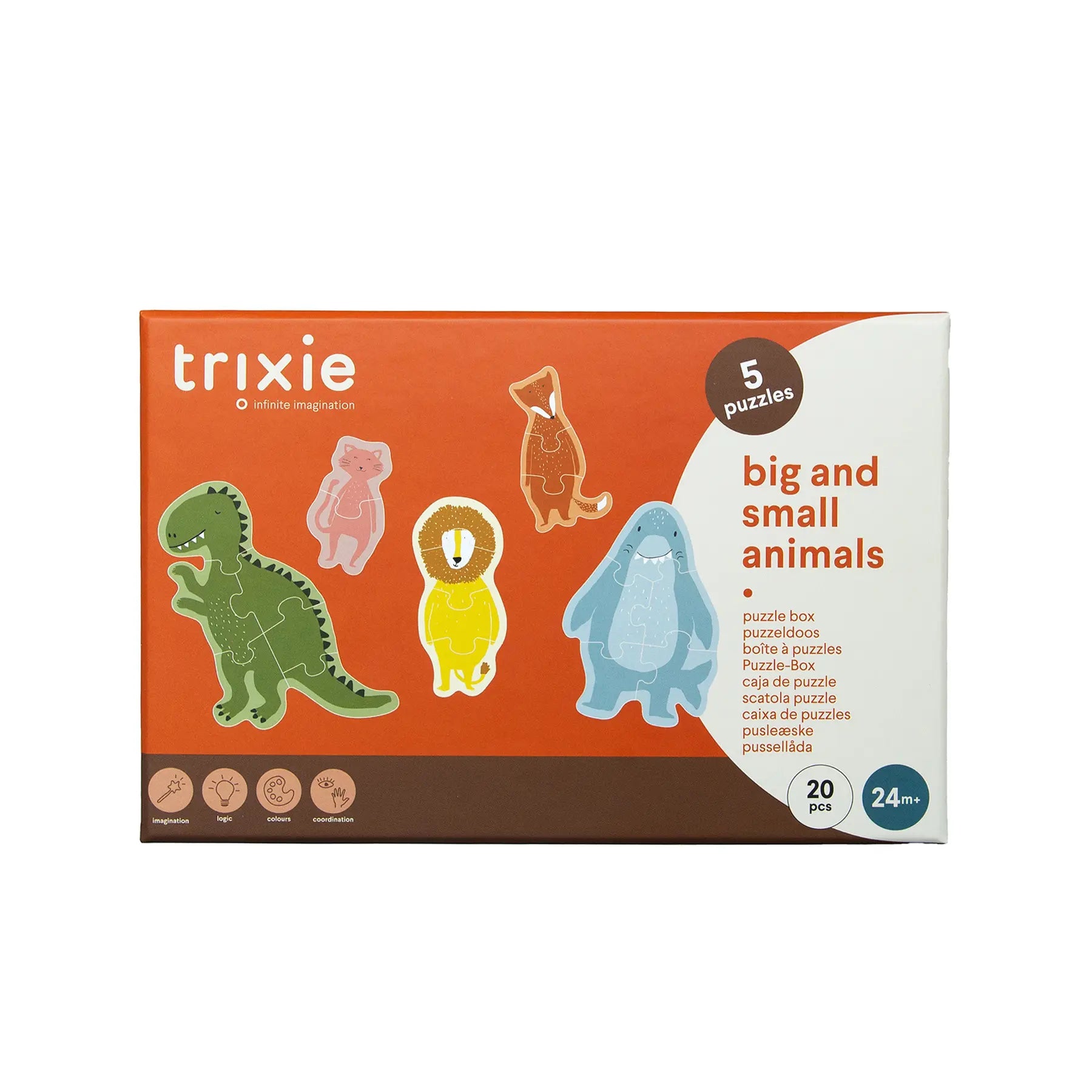 Puzzle box - Small and large animals - 5 puzzles