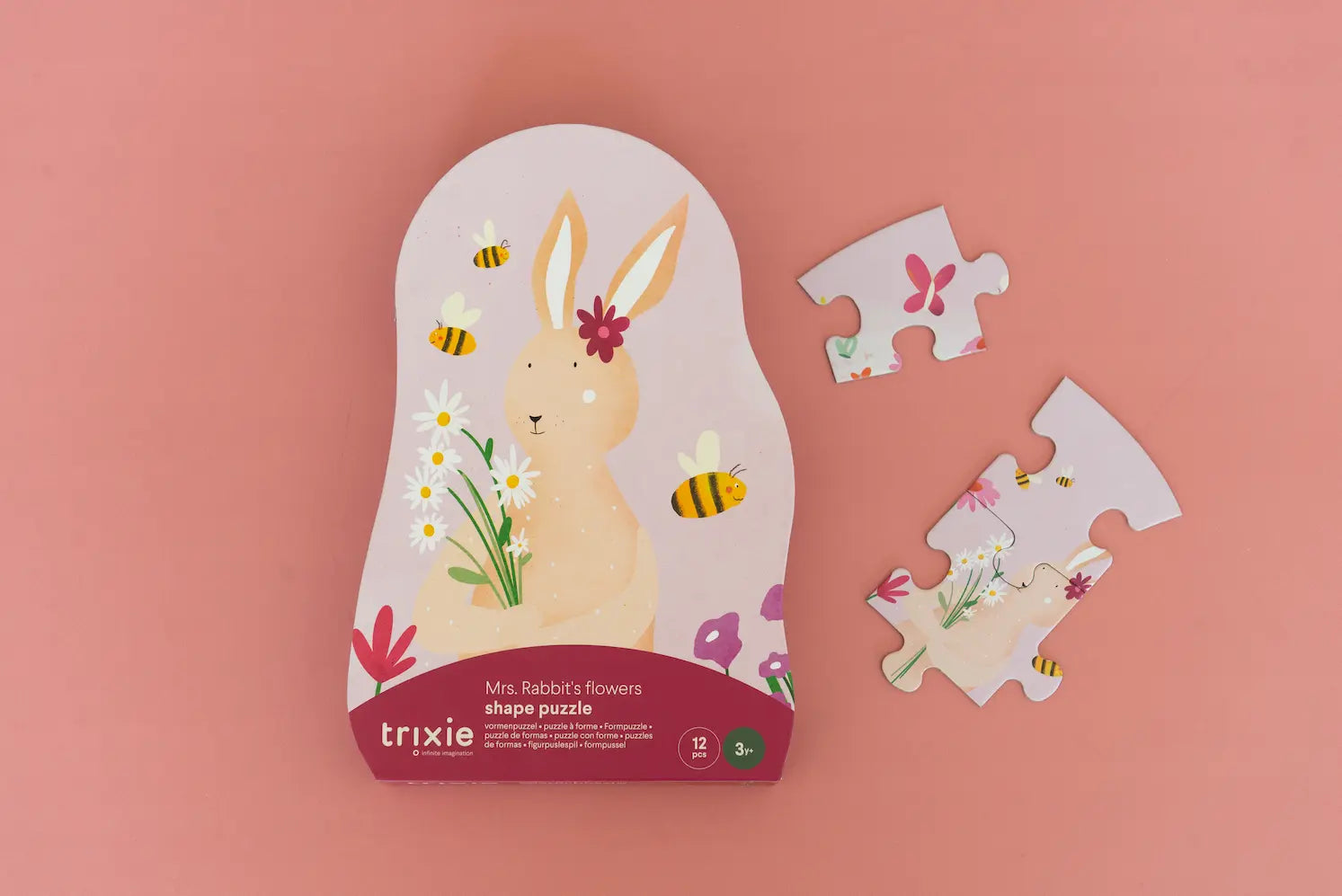 Shape sorter puzzle - Mrs. Rabbit's Flowers - 12 pieces