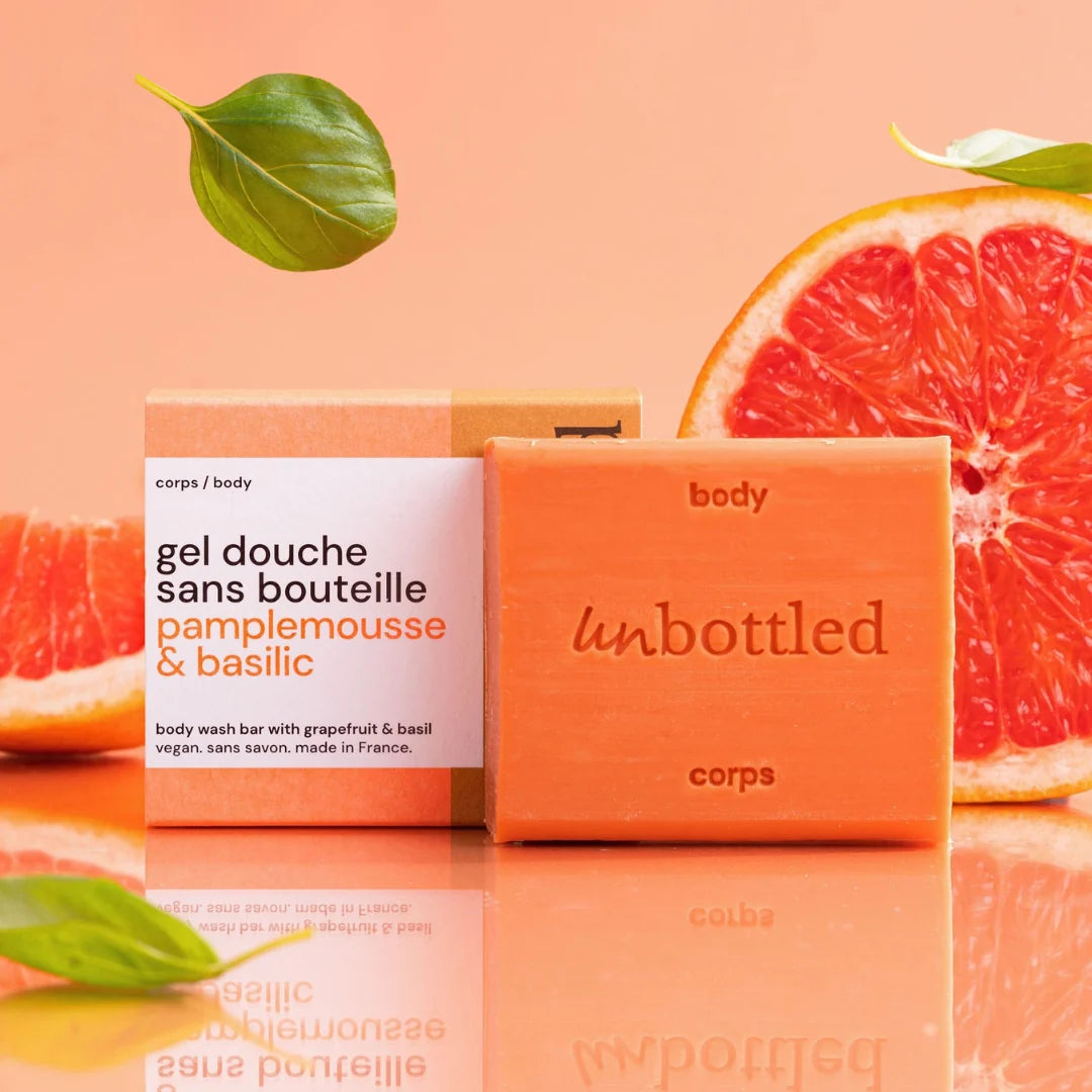 Gel douche sans bouteille - Pamplemousse et Basilic