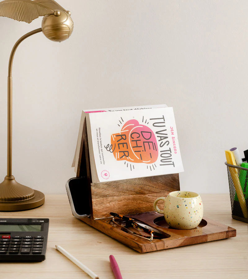 Acacia wood book stand