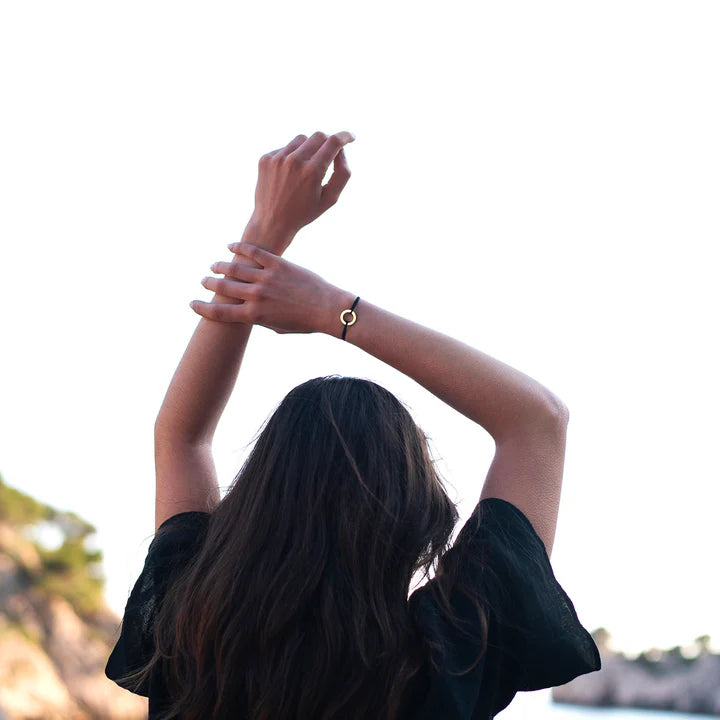 Bracelet Cercle Plat Plaqué Or Fluide - Kaki