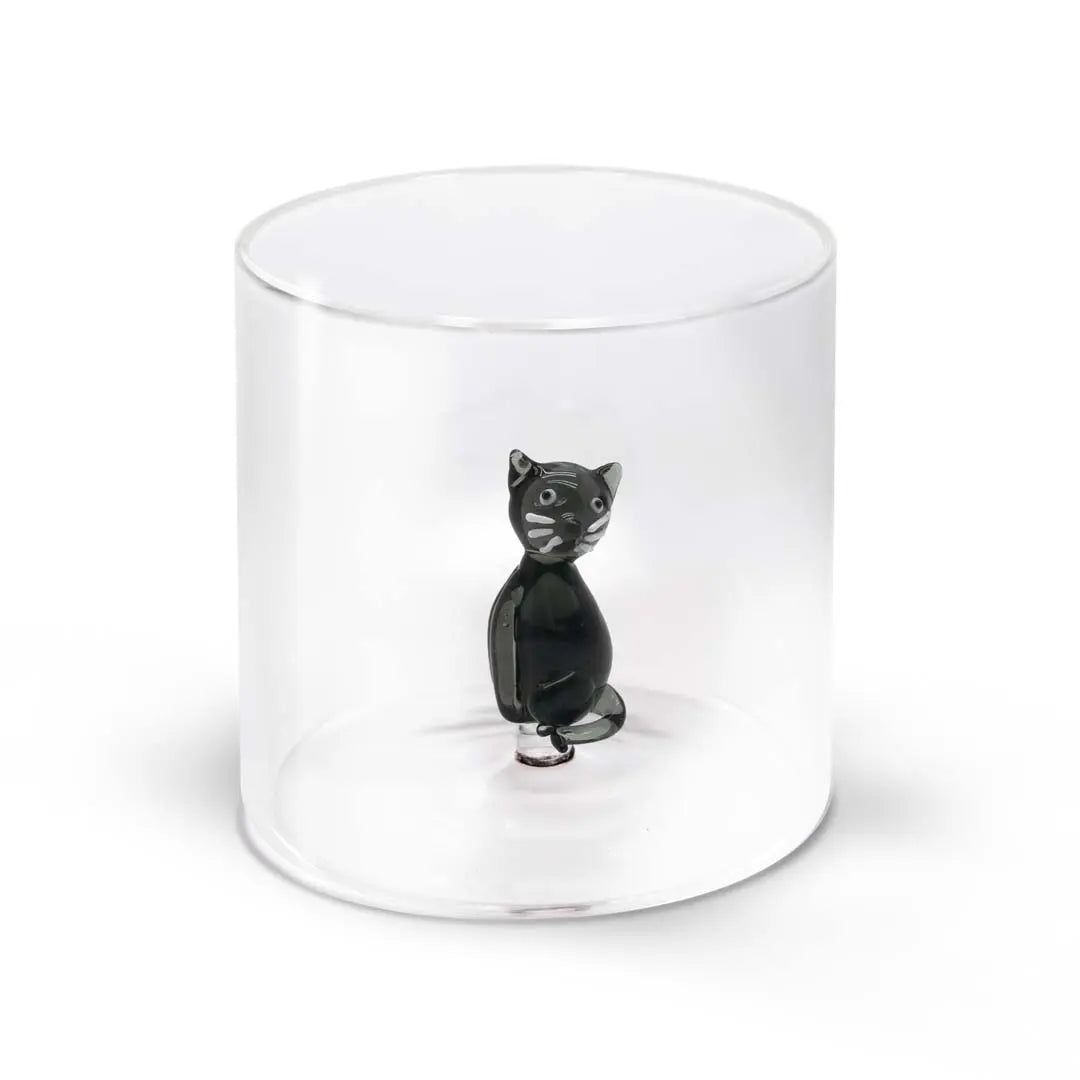 Gobelet en Verre Soufflé avec Décor - Chat