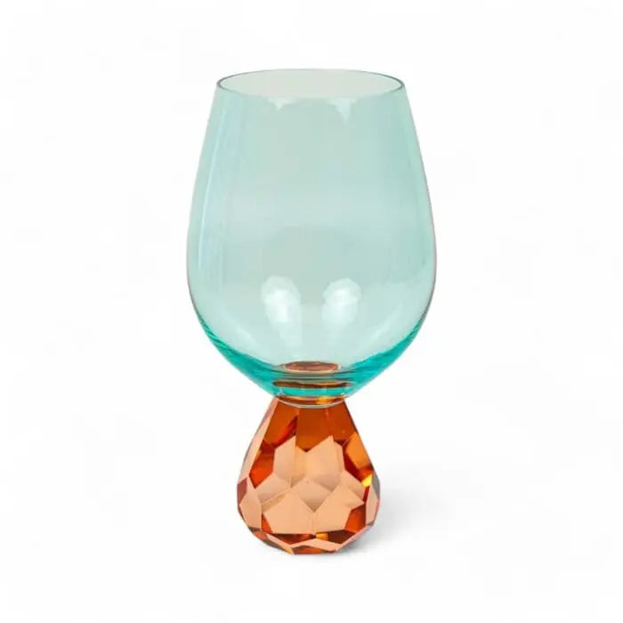 Verre à cocktail effet diamant - Bleu clair et pêche