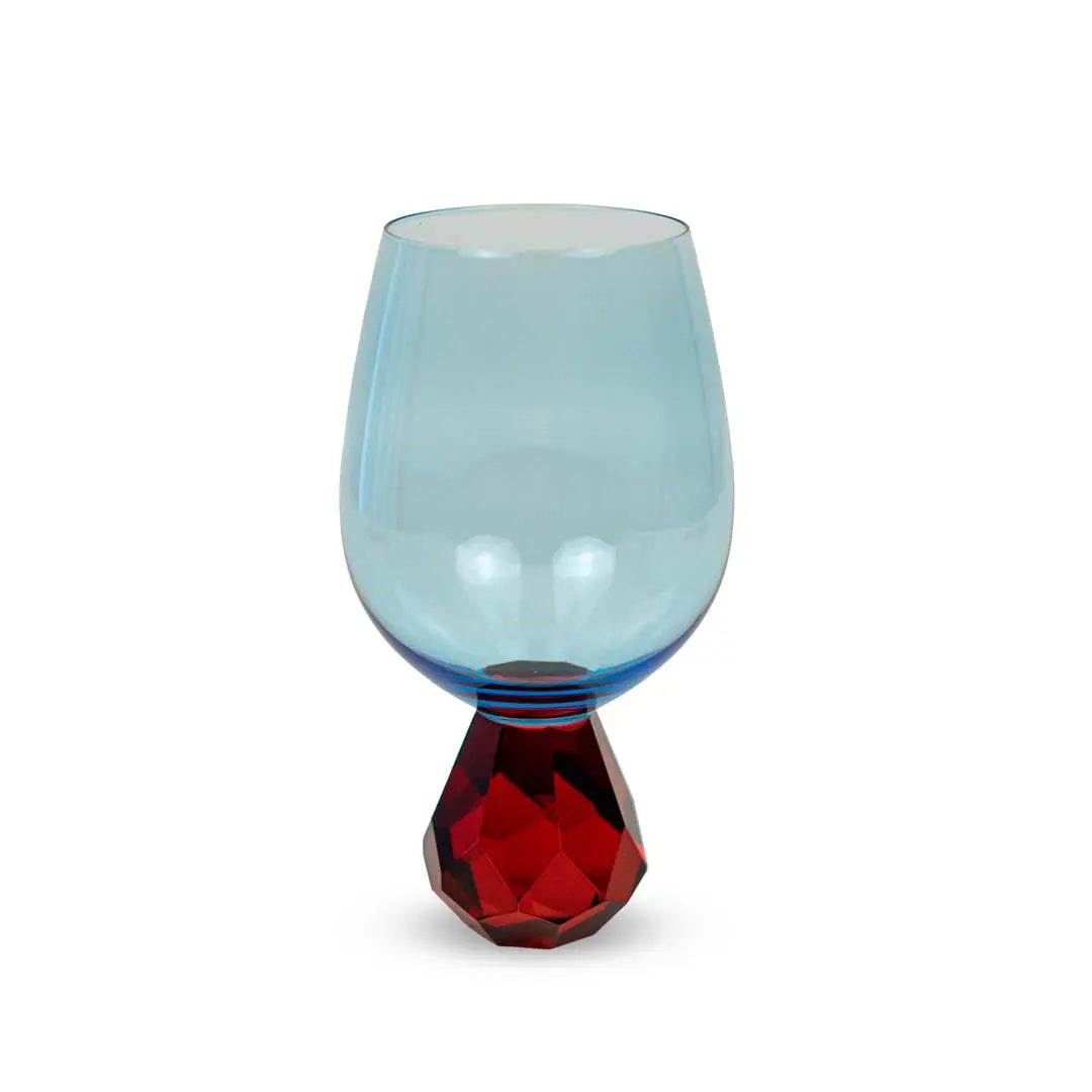 Verre à cocktail effet diamant - Bleu clair et rouge